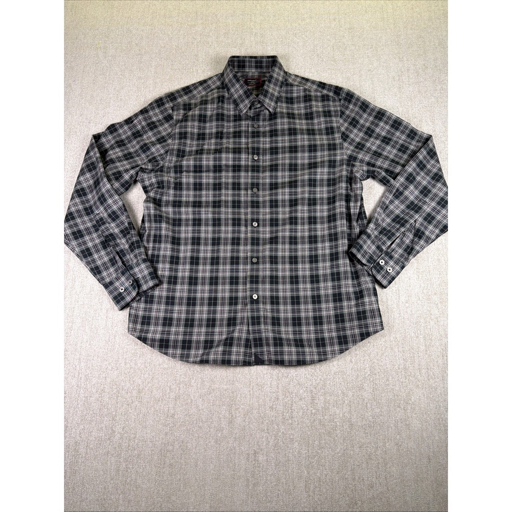 UNTUCKit Button Up Shirt Men Large Olive Plaid Regular Fit Long Sleeve Cotton
